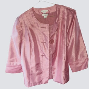 Vintage Dress Barn Pink Taffeta 3/4 Sleeve 2 piece blazer set with shell/cami